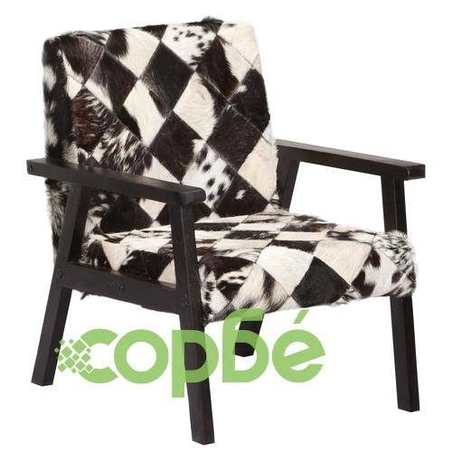 Фотьойл, черно и бяло, естествена кожа ➤ топ цена ➤ sorbe.bg