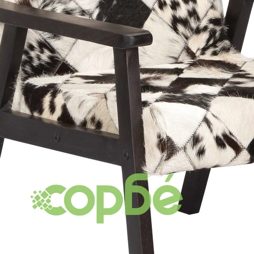 Фотьойл, черно и бяло, естествена кожа ➤ топ цена ➤ sorbe.bg