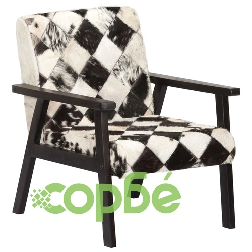 Фотьойл, черно и бяло, естествена кожа ➤ топ цена ➤ sorbe.bg