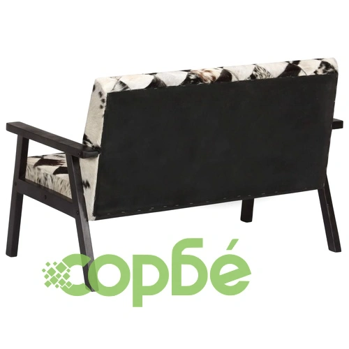 2-местен диван, бяло и черно, естествена козя кожа ➤ топ цена ➤ sorbe.bg