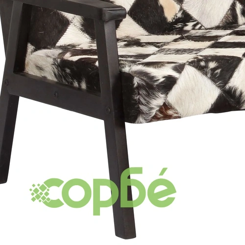 2-местен диван, бяло и черно, естествена козя кожа ➤ топ цена ➤ sorbe.bg