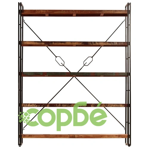 Библиотека с 5 рафта, 140x30x180 см, регенерирано дърво масив ➤ топ цена ➤ sorbe.bg