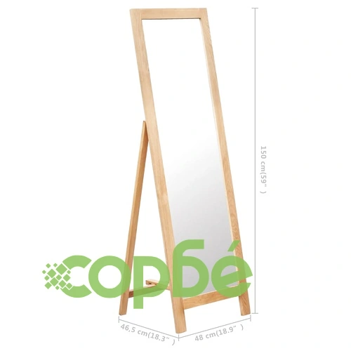 Свободностоящо огледало, 48x46,5x150 см, дъб масив ➤ топ цена ➤ sorbe.bg