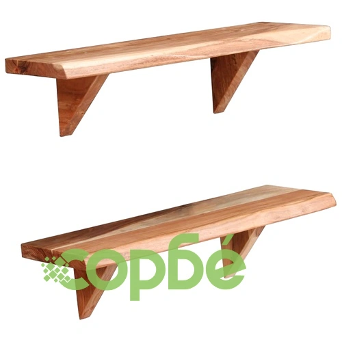 Рафтове за стена, 2 бр, 60x20x18 см, акация масив ➤ топ цена ➤ sorbe.bg