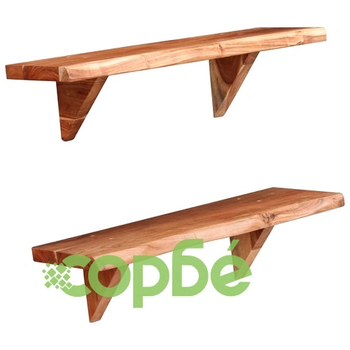 Рафтове за стена, 2 бр, 60x20x18 см, акация масив ➤ топ цена ➤ sorbe.bg
