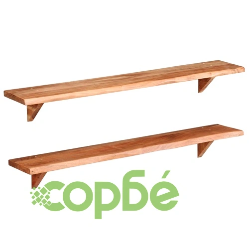 Рафтове за стена, 2 бр, 120x20x18 см, акация масив ➤ топ цена ➤ sorbe.bg