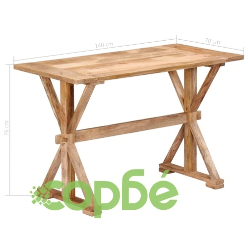 Трапезна маса, 140x70x76 cм, мангово дърво масив  ➤ топ цена ➤ sorbe.bg