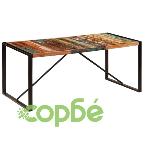 Трапезна маса, 180x90x75 cм, регенерирано дърво масив ➤ топ цена ➤ sorbe.bg