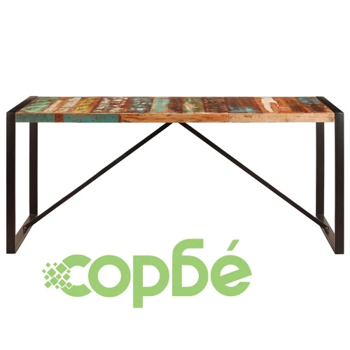 Трапезна маса, 180x90x75 cм, регенерирано дърво масив ➤ топ цена ➤ sorbe.bg