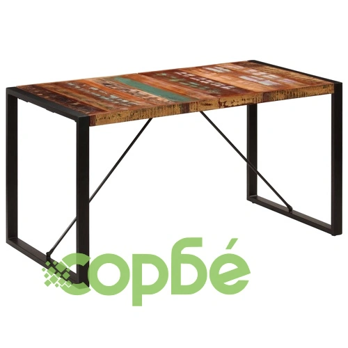 Трапезна маса, 140x70x75 cм, регенерирано дърво масив ➤ топ цена ➤ sorbe.bg