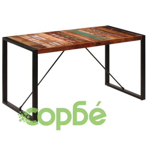 Трапезна маса, 140x70x75 cм, регенерирано дърво масив ➤ топ цена ➤ sorbe.bg
