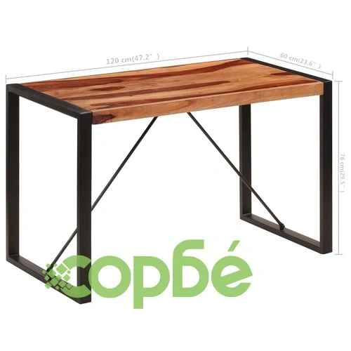 Трапезна маса, 120x60x76 см, акациево дърво масив ➤ топ цена ➤ sorbe.bg