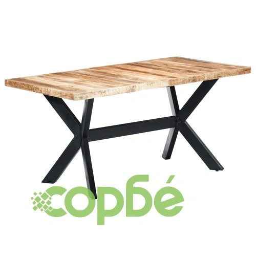 Трапезна маса, 160x80х75 cм, грубо мангово дърво масив ➤ топ цена ➤ sorbe.bg