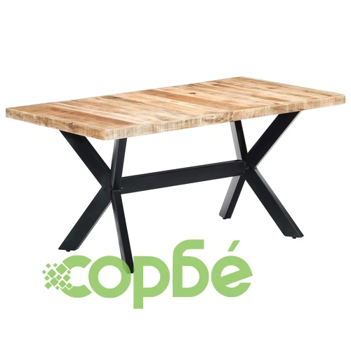 Трапезна маса, 160x80х75 cм, грубо мангово дърво масив ➤ топ цена ➤ sorbe.bg