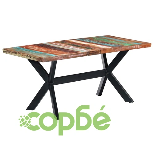 Трапезна маса, 160x80x75 cм, регенерирано дърво масив ➤ топ цена ➤ sorbe.bg