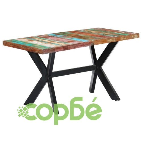 Трапезна маса, 140x70x75 cм, регенерирано дърво масив ➤ топ цена ➤ sorbe.bg