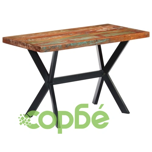Трапезна маса, 120x60x75 см, регенерирано дърво масив ➤ топ цена ➤ sorbe.bg