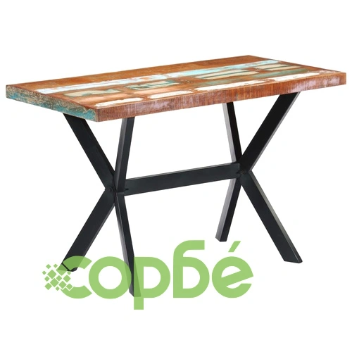 Трапезна маса, 120x60x75 см, регенерирано дърво масив ➤ топ цена ➤ sorbe.bg