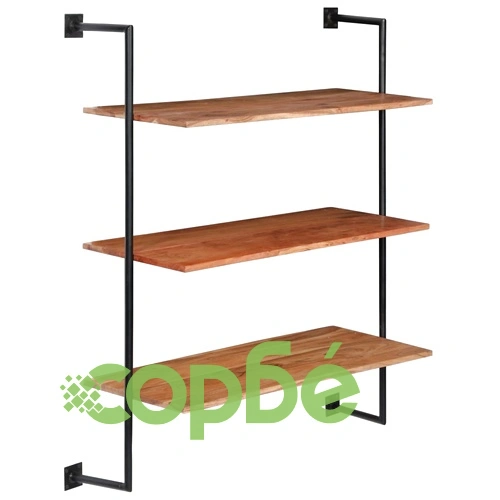 Рафт за стена, 94x35x113 см, акациево дърво масив ➤ топ цена ➤ sorbe.bg