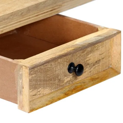 Конзолна маса, бяло и кафяво, 110x35x75 cм, манго масив ➤ топ цена ➤ sorbe.bg