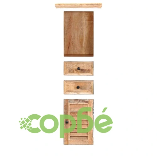 Висок шкаф бяло и кафяво 40x30x128 см грубо мангово дърво масив ➤ топ цена ➤ sorbe.bg