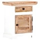 Нощно шкафче, бяло и кафяво, 40x30x50 см, мангово дърво масив