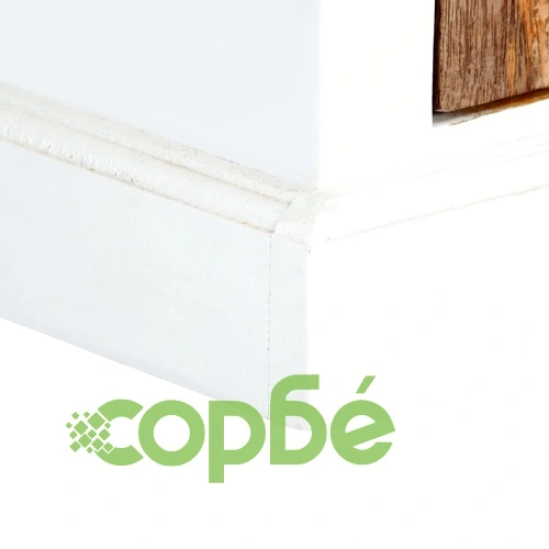 Нощно шкафче, бяло и кафяво, 40x30x50 см, мангово дърво масив ➤ топ цена ➤ sorbe.bg