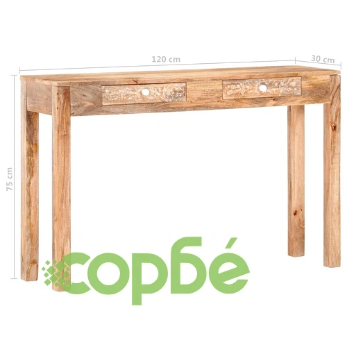 Конзолна маса, 120x30x75 cм, мангово дърво масив ➤ топ цена ➤ sorbe.bg