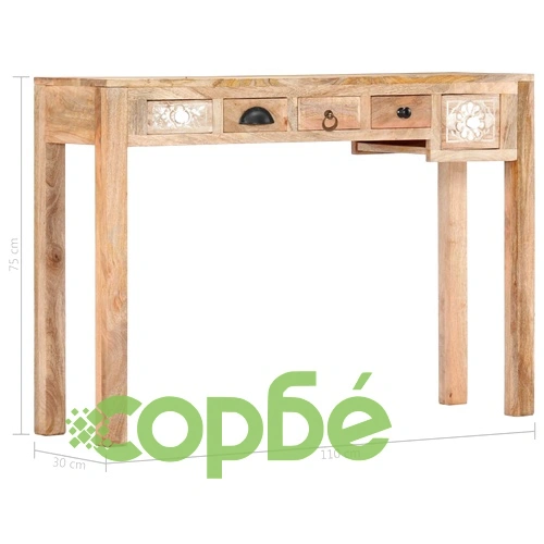 Конзолна маса, 110x30x75 cм, мангово дърво масив ➤ топ цена ➤ sorbe.bg