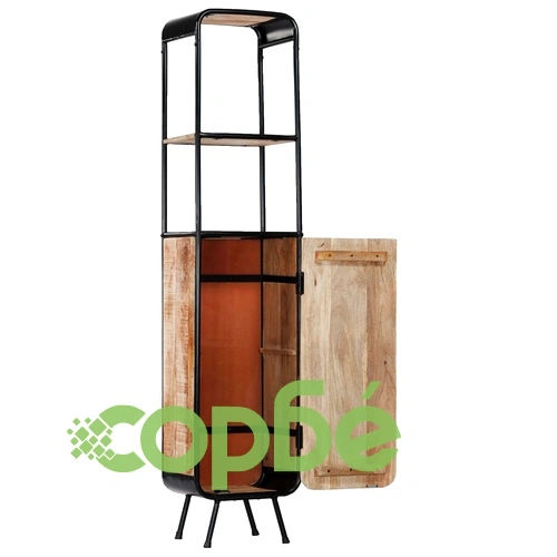 Висок шкаф, 40x30x180 см, грубо мангово дърво масив ➤ топ цена ➤ sorbe.bg