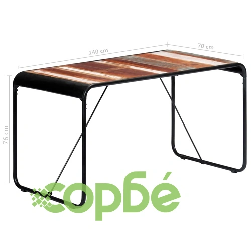 Трапезна маса, 140x70x76 см, регенерирано дърво масив ➤ топ цена ➤ sorbe.bg