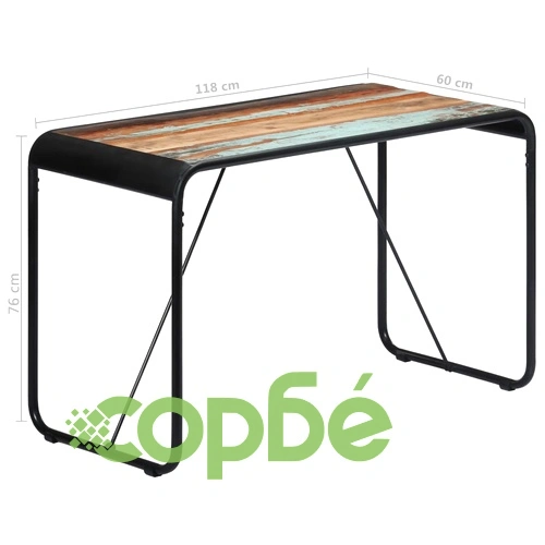 Трапезна маса, 118x60x76 cм, регенерирано дърво масив ➤ топ цена ➤ sorbe.bg