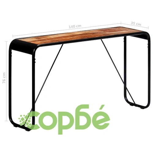 Конзолна маса, 140x35x76 cм, грубо мангово дърво масив ➤ топ цена ➤ sorbe.bg