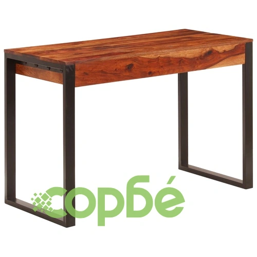 Бюро, 110x55x78 cм, акациево дърво масив и стомана ➤ топ цена ➤ sorbe.bg