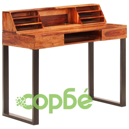 Бюро, 110x50x94 cм, акациево дърво масив и стомана ➤ топ цена ➤ sorbe.bg