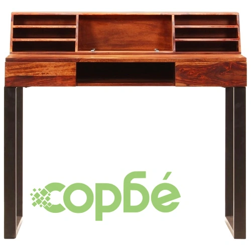 Бюро, 110x50x94 cм, акациево дърво масив и стомана ➤ топ цена ➤ sorbe.bg