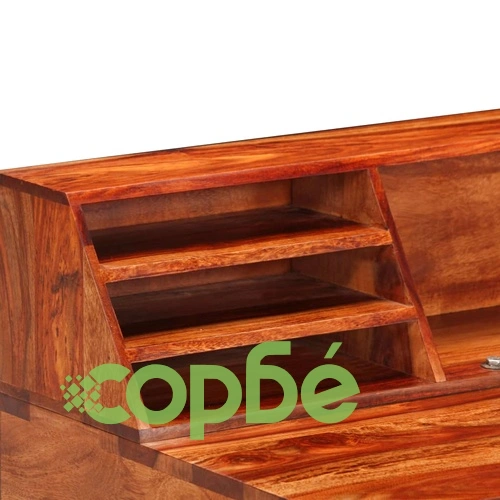 Бюро, 110x50x94 cм, акациево дърво масив и стомана ➤ топ цена ➤ sorbe.bg