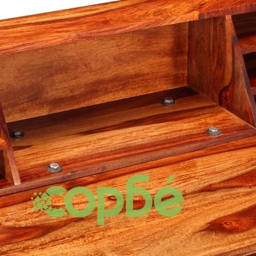 Бюро, 110x50x94 cм, акациево дърво масив и стомана ➤ топ цена ➤ sorbe.bg