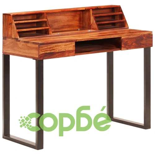 Бюро, 110x50x94 cм, акациево дърво масив и стомана ➤ топ цена ➤ sorbe.bg