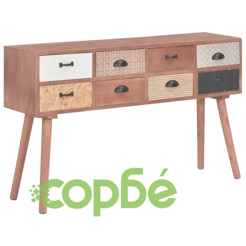 Конзолна маса с 8 чекмеджета, 120x30x76 см, бор масив ➤ топ цена ➤ sorbe.bg