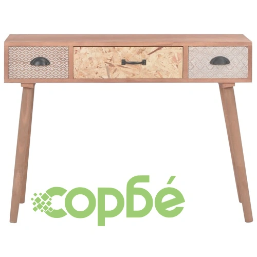 Конзолна маса с 3 чекмеджета, 100x30x73 см, бор масив ➤ топ цена ➤ sorbe.bg