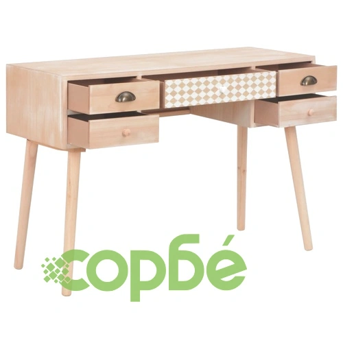 Бюро с 5 чекмеджета, 114x40x75,5 см, масивна борова дървесина ➤ топ цена ➤ sorbe.bg