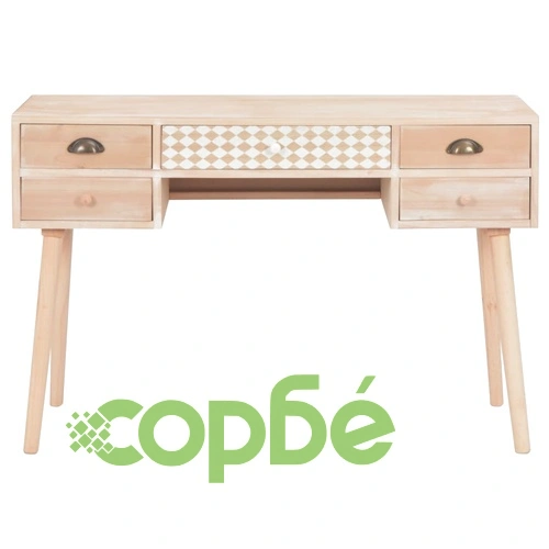 Бюро с 5 чекмеджета, 114x40x75,5 см, масивна борова дървесина ➤ топ цена ➤ sorbe.bg