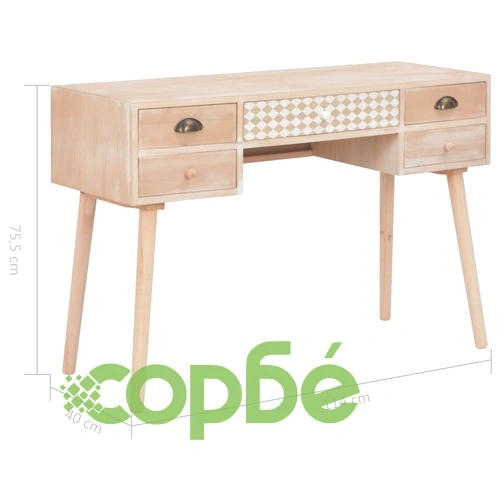 Бюро с 5 чекмеджета, 114x40x75,5 см, масивна борова дървесина ➤ топ цена ➤ sorbe.bg