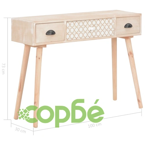 Конзолна маса с 3 чекмеджета, 100x30x73 см, бор масив ➤ топ цена ➤ sorbe.bg