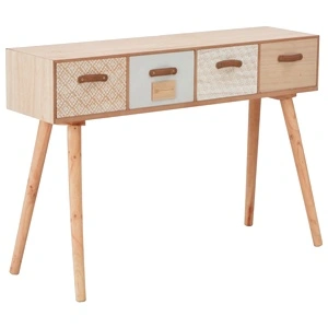 Конзолна маса с 4 чекмеджета, 110x30x75 см, бор масив