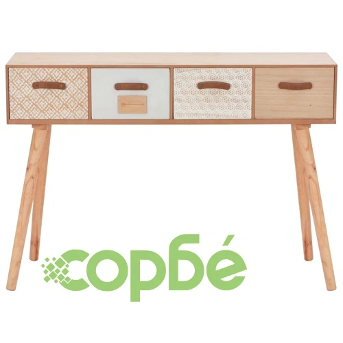 Конзолна маса с 4 чекмеджета, 110x30x75 см, бор масив ➤ топ цена ➤ sorbe.bg