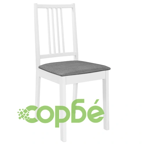 Трапезни столове с тапицерия, 2 бр, бели, масивна дървесина ➤ топ цена ➤ sorbe.bg