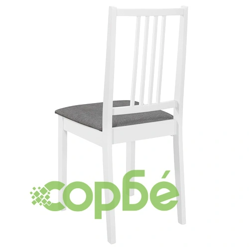 Трапезни столове с тапицерия, 4 бр, бели, масивна дървесина ➤ топ цена ➤ sorbe.bg