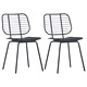 Трапезни столове, седалки изкуствена кожа, 2 бр, черни, стомана